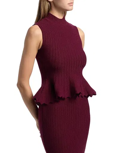 AKNVAS Women's Naja Cotton Knit Peplum Top - Bordeaux | Thumbnail 4 AKNVAS Women's Naja Cotton Knit Peplum Top - Bordeaux | Thumbnail 4