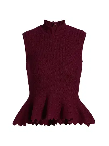 AKNVAS Women's Naja Cotton Knit Peplum Top - Bordeaux | Thumbnail 1 AKNVAS Women's Naja Cotton Knit Peplum Top - Bordeaux | Thumbnail 1