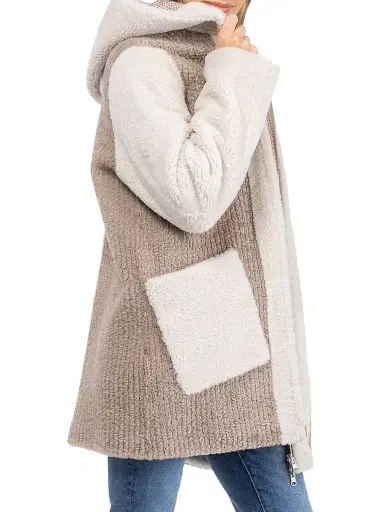 Gorski Women's Reversible Shearling Lamb Zip Parka - Sand | Thumbnail 3 Gorski Women's Reversible Shearling Lamb Zip Parka - Sand | Thumbnail 3