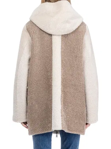 Gorski Women's Reversible Shearling Lamb Zip Parka - Sand | Thumbnail 4 Gorski Women's Reversible Shearling Lamb Zip Parka - Sand | Thumbnail 4