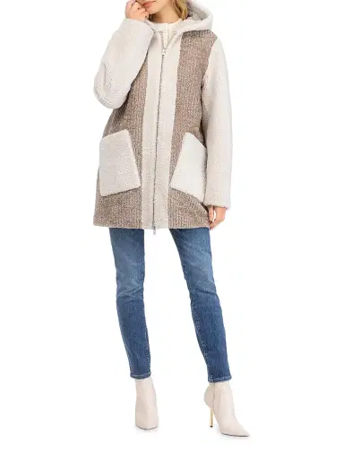 Gorski Women's Reversible Shearling Lamb Zip Parka - Sand | Thumbnail 5 Gorski Women's Reversible Shearling Lamb Zip Parka - Sand | Thumbnail 5