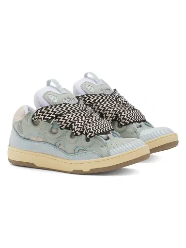 Lanvin Men's Leather Curb Sneakers - Pale Blue - Size 6 | Thumbnail 2 Lanvin Men's Leather Curb Sneakers - Pale Blue - Size 6 | Thumbnail 2