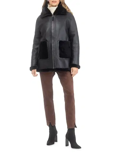 Gorski Women's Reversible Merino Shearling Lamb Jacket - Black | Thumbnail 5 Gorski Women's Reversible Merino Shearling Lamb Jacket - Black | Thumbnail 5