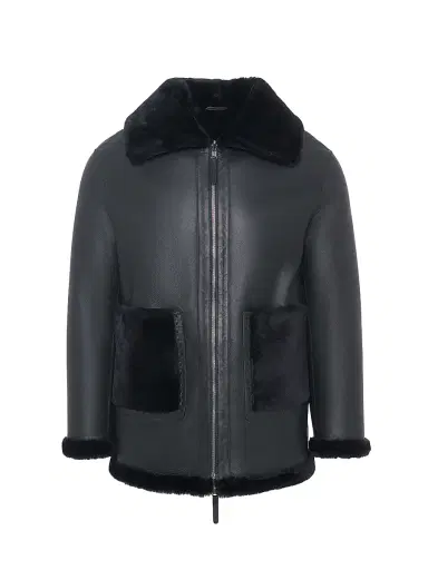 Gorski Women's Reversible Merino Shearling Lamb Jacket - Black | Thumbnail 1 Gorski Women's Reversible Merino Shearling Lamb Jacket - Black | Thumbnail 1
