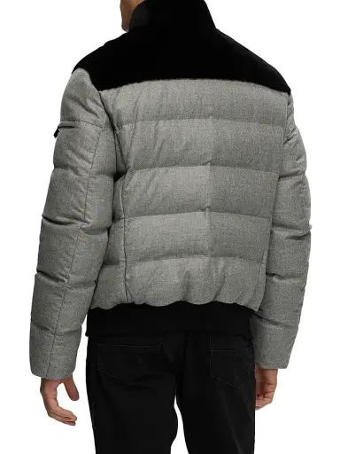 Gorski Men's Merino Shearling Lamb Bomber Jacket with Wool - Black | Thumbnail 4 Gorski Men's Merino Shearling Lamb Bomber Jacket with Wool - Black | Thumbnail 4