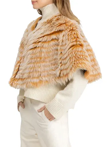 Gorski Women's Toscana Shearling Lamb Layered Capelet - Orange Brisa | Thumbnail 3 Gorski Women's Toscana Shearling Lamb Layered Capelet - Orange Brisa | Thumbnail 3
