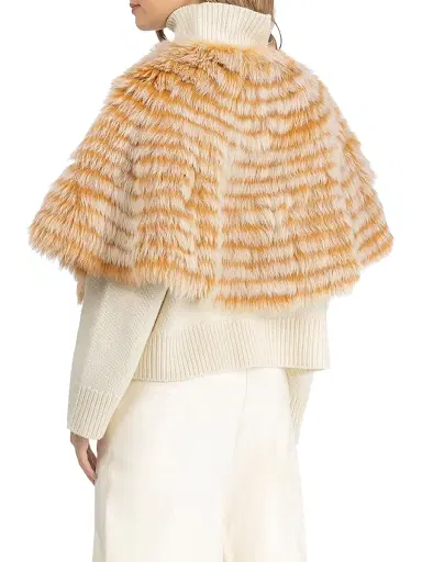 Gorski Women's Toscana Shearling Lamb Layered Capelet - Orange Brisa | Thumbnail 4 Gorski Women's Toscana Shearling Lamb Layered Capelet - Orange Brisa | Thumbnail 4