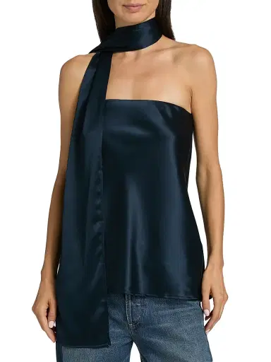 Reformation Women's Sienna Satin Strapless Top - Midnight - Size 10 | Thumbnail 3 Reformation Women's Sienna Satin Strapless Top - Midnight - Size 10 | Thumbnail 3