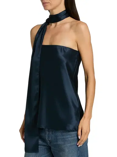 Reformation Women's Sienna Satin Strapless Top - Midnight - Size 10 | Thumbnail 4 Reformation Women's Sienna Satin Strapless Top - Midnight - Size 10 | Thumbnail 4