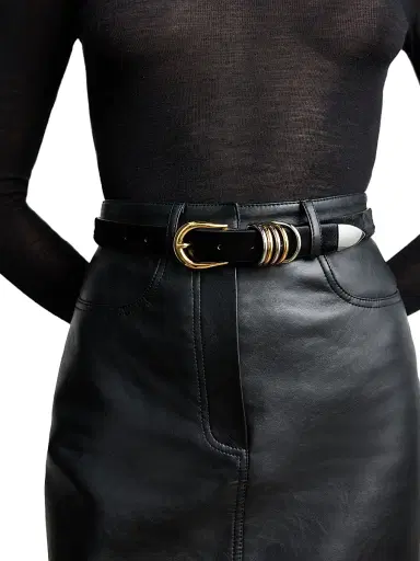 Déhanche Women's Hollyhock Cavallino Mixed Metal & Ponyhair Belt - Black Cavallino Mixed Metal | Thumbnail 3 Déhanche Women's Hollyhock Cavallino Mixed Metal & Ponyhair Belt - Black Cavallino Mixed Metal | Thumbnail 3