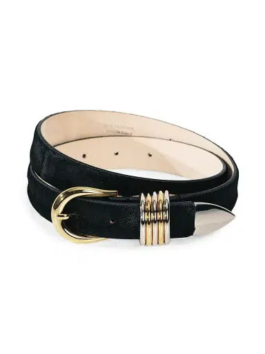 Déhanche Women's Hollyhock Cavallino Mixed Metal & Ponyhair Belt - Black Cavallino Mixed Metal | Thumbnail 1 Déhanche Women's Hollyhock Cavallino Mixed Metal & Ponyhair Belt - Black Cavallino Mixed Metal | Thumbnail 1