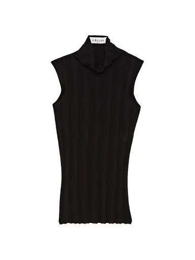 Callas Milano Women's Romy Sleeveless Turtleneck Sweater in Merino Wool Rib - Black | Thumbnail 1 Callas Milano Women's Romy Sleeveless Turtleneck Sweater in Merino Wool Rib - Black | Thumbnail 1