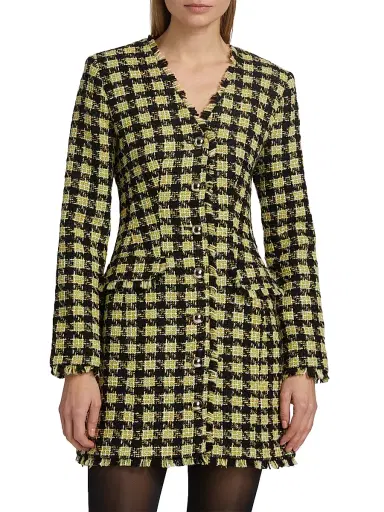 Toccin Women's Mallory Strong-Shoulder Tweed Dress - Jet Citron Multi | Thumbnail 3 Toccin Women's Mallory Strong-Shoulder Tweed Dress - Jet Citron Multi | Thumbnail 3