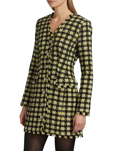 Toccin Women's Mallory Strong-Shoulder Tweed Dress - Jet Citron Multi | Thumbnail 4 Toccin Women's Mallory Strong-Shoulder Tweed Dress - Jet Citron Multi | Thumbnail 4