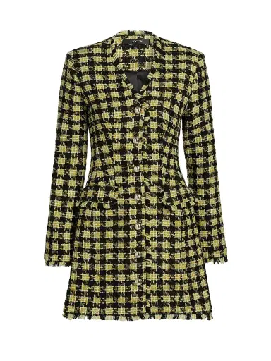 Toccin Women's Mallory Strong-Shoulder Tweed Dress - Jet Citron Multi | Thumbnail 1 Toccin Women's Mallory Strong-Shoulder Tweed Dress - Jet Citron Multi | Thumbnail 1