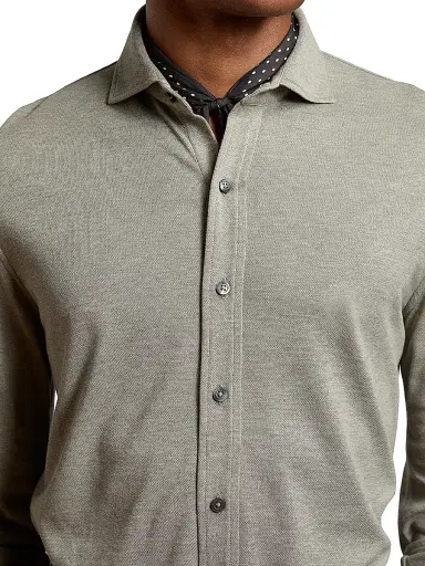 Ralph Lauren Purple Label Men's Keaton Washed Pique Shirt - Grey | Thumbnail 3 Ralph Lauren Purple Label Men's Keaton Washed Pique Shirt - Grey | Thumbnail 3
