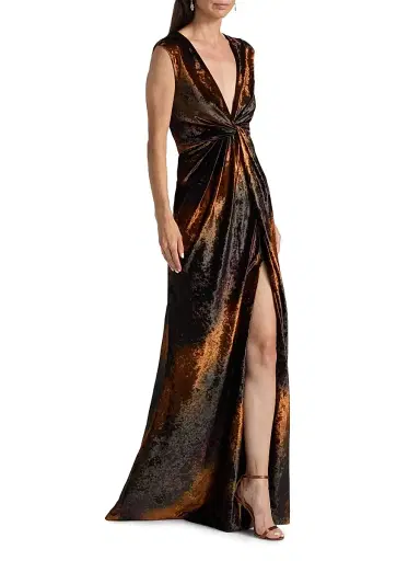 Amsale Women's Stripe Sleeveless Column Gown - Sienna Multi | Thumbnail 2 Amsale Women's Stripe Sleeveless Column Gown - Sienna Multi | Thumbnail 2