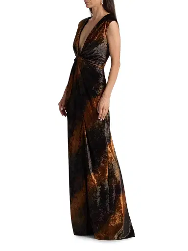 Amsale Women's Stripe Sleeveless Column Gown - Sienna Multi | Thumbnail 4 Amsale Women's Stripe Sleeveless Column Gown - Sienna Multi | Thumbnail 4