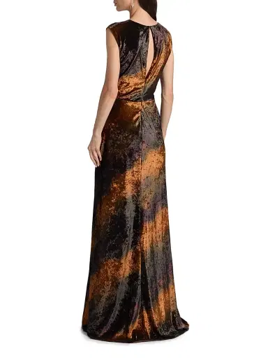 Amsale Women's Stripe Sleeveless Column Gown - Sienna Multi | Thumbnail 5 Amsale Women's Stripe Sleeveless Column Gown - Sienna Multi | Thumbnail 5