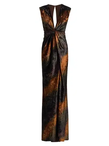 Amsale Women's Stripe Sleeveless Column Gown - Sienna Multi | Thumbnail 1 Amsale Women's Stripe Sleeveless Column Gown - Sienna Multi | Thumbnail 1