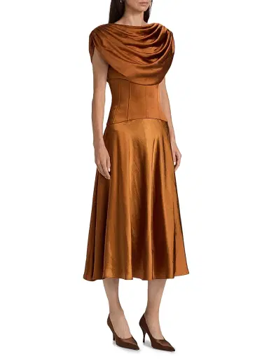 Amsale Women's Satin Cowlneck Cocktail Dress - Copper | Thumbnail 4 Amsale Women's Satin Cowlneck Cocktail Dress - Copper | Thumbnail 4