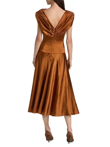 Amsale Women's Satin Cowlneck Cocktail Dress - Copper | Thumbnail 5 Amsale Women's Satin Cowlneck Cocktail Dress - Copper | Thumbnail 5