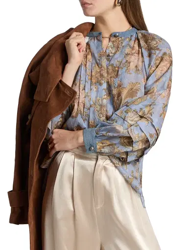Kobi Halperin Women's Stevie Cotton Peasant Blouse - Sky Multi | Thumbnail 3 Kobi Halperin Women's Stevie Cotton Peasant Blouse - Sky Multi | Thumbnail 3