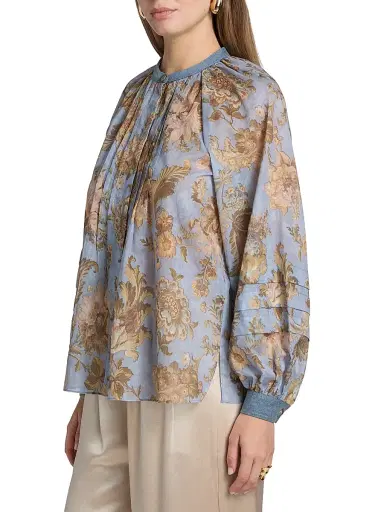 Kobi Halperin Women's Stevie Cotton Peasant Blouse - Sky Multi | Thumbnail 4 Kobi Halperin Women's Stevie Cotton Peasant Blouse - Sky Multi | Thumbnail 4