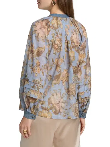 Kobi Halperin Women's Stevie Cotton Peasant Blouse - Sky Multi | Thumbnail 5 Kobi Halperin Women's Stevie Cotton Peasant Blouse - Sky Multi | Thumbnail 5