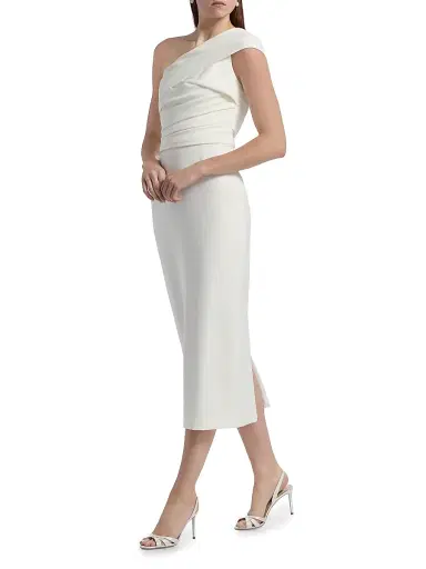 Amsale Women's Crepe Draped One-Shoulder Midi-Dress - | Thumbnail 4 Amsale Women's Crepe Draped One-Shoulder Midi-Dress - | Thumbnail 4