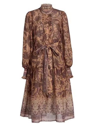 Kobi Halperin Women's Moses Printed Tiered Midi Dress - Beaver Multi | Thumbnail 1 Kobi Halperin Women's Moses Printed Tiered Midi Dress - Beaver Multi | Thumbnail 1