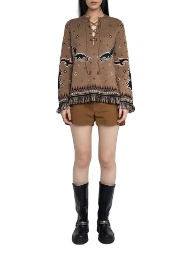 Zadig & Voltaire Women's Leon Merino Wool Fringe-Trim Sweater | Thumbnail 2 Zadig & Voltaire Women's Leon Merino Wool Fringe-Trim Sweater | Thumbnail 2