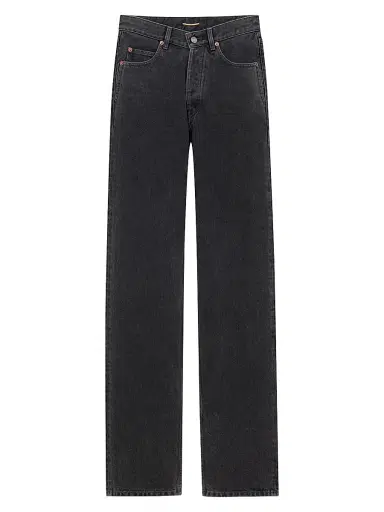 Saint Laurent Women's V-Waist Long Baggy Jeans - French Black | Thumbnail 1 Saint Laurent Women's V-Waist Long Baggy Jeans - French Black | Thumbnail 1