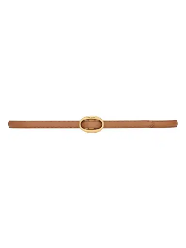 Saint Laurent Women's Oval Buckle Thin Belt in Leather - Brick - Size 42 | Thumbnail 1 Saint Laurent Women's Oval Buckle Thin Belt in Leather - Brick - Size 42 | Thumbnail 1