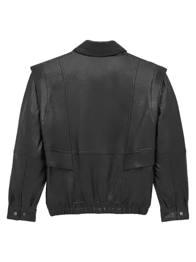 Saint Laurent Women's Bomber Jacket in Bubbled Lambskin Leather - Black | Thumbnail 4 Saint Laurent Women's Bomber Jacket in Bubbled Lambskin Leather - Black | Thumbnail 4