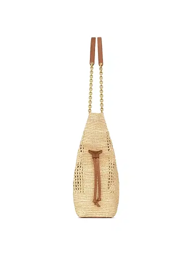 Saint Laurent Women's Jamie Shopping Tote Bag in Raffia - Natural And Brick | Thumbnail 4 Saint Laurent Women's Jamie Shopping Tote Bag in Raffia - Natural And Brick | Thumbnail 4