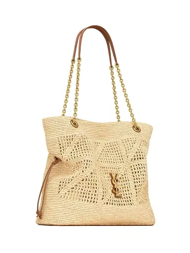 Saint Laurent Women's Jamie Shopping Tote Bag in Raffia - Natural And Brick | Thumbnail 5 Saint Laurent Women's Jamie Shopping Tote Bag in Raffia - Natural And Brick | Thumbnail 5