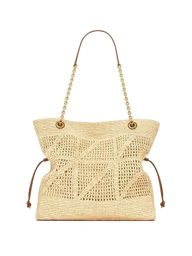 Saint Laurent Women's Jamie Shopping Tote Bag in Raffia - Natural And Brick | Thumbnail 6 Saint Laurent Women's Jamie Shopping Tote Bag in Raffia - Natural And Brick | Thumbnail 6