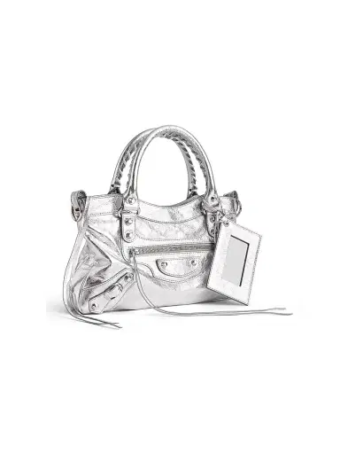 Balenciaga Women's Le City First Metallized Shoulder Bag - Silver | Thumbnail 2 Balenciaga Women's Le City First Metallized Shoulder Bag - Silver | Thumbnail 2