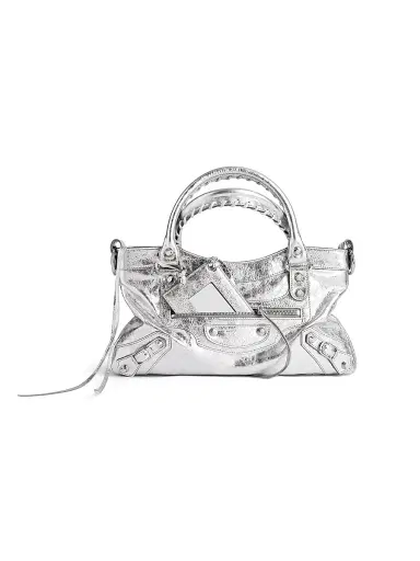 Balenciaga Women's Le City First Metallized Shoulder Bag - Silver | Thumbnail 1 Balenciaga Women's Le City First Metallized Shoulder Bag - Silver | Thumbnail 1