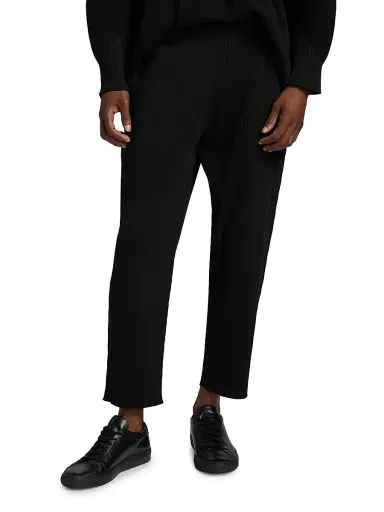 Homme Plissé Issey Miyake Men's August Knit Pleated Tapered-Leg Pants - Black - Size Large | Thumbnail 3 Homme Plissé Issey Miyake Men's August Knit Pleated Tapered-Leg Pants - Black - Size Large | Thumbnail 3