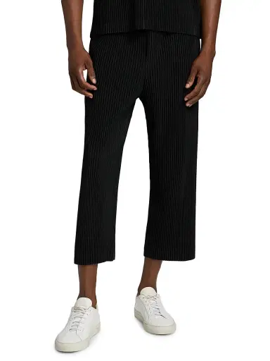 Homme Plissé Issey Miyake Men's August Knit Pleated Tapered-Leg Pants - Black | Thumbnail 3 Homme Plissé Issey Miyake Men's August Knit Pleated Tapered-Leg Pants - Black | Thumbnail 3