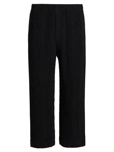 Homme Plissé Issey Miyake Men's August Knit Pleated Tapered-Leg Pants - Black | Thumbnail 1 Homme Plissé Issey Miyake Men's August Knit Pleated Tapered-Leg Pants - Black | Thumbnail 1