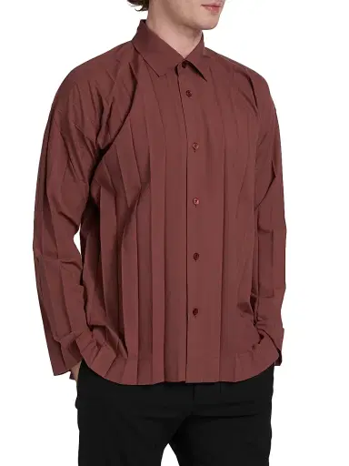 Homme Plissé Issey Miyake Men's Monthly Colors: August Edge Pleated Shirt - Brown | Thumbnail 4 Homme Plissé Issey Miyake Men's Monthly Colors: August Edge Pleated Shirt - Brown | Thumbnail 4