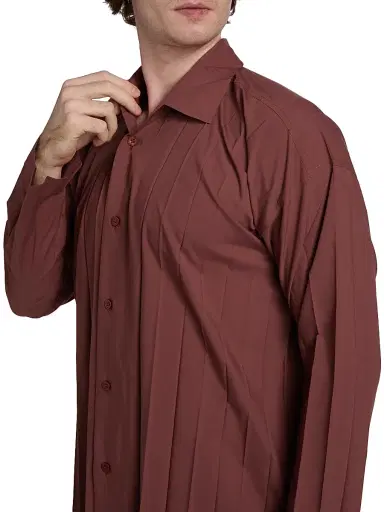 Homme Plissé Issey Miyake Men's Monthly Colors: August Edge Pleated Shirt - Brown | Thumbnail 6 Homme Plissé Issey Miyake Men's Monthly Colors: August Edge Pleated Shirt - Brown | Thumbnail 6