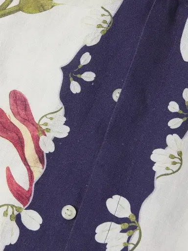 Orlebar Brown Men's Maitan Orchis Printed Linen Shirt - Night Iris | Thumbnail 7 Orlebar Brown Men's Maitan Orchis Printed Linen Shirt - Night Iris | Thumbnail 7