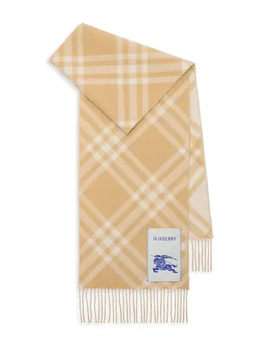 Burberry Women's Check Cashmere Scarf - Sand | Thumbnail 1 Burberry Women's Check Cashmere Scarf - Sand | Thumbnail 1