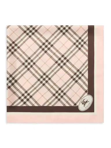 Burberry Women's Check Knight Stamp Silk Scarf - Bow Pink | Thumbnail 2 Burberry Women's Check Knight Stamp Silk Scarf - Bow Pink | Thumbnail 2