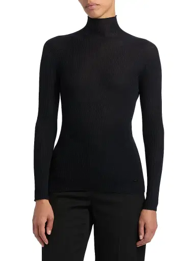 Akris Women's Rib-Knit Cashmere-Silk Turtleneck - Dark Navy - Size 10 | Thumbnail 3 Akris Women's Rib-Knit Cashmere-Silk Turtleneck - Dark Navy - Size 10 | Thumbnail 3