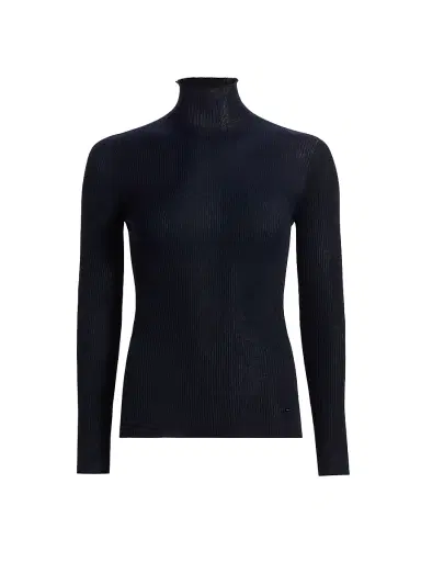 Akris Women's Rib-Knit Cashmere-Silk Turtleneck - Dark Navy - Size 10 | Thumbnail 1 Akris Women's Rib-Knit Cashmere-Silk Turtleneck - Dark Navy - Size 10 | Thumbnail 1